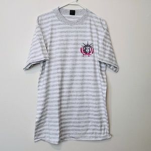 Vtg 90s Streetwear Mens XL Statue of Liberty NYC New York Striped T Shirt USA